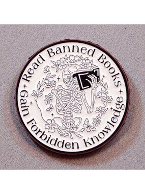 READ BANNED BOOKS Circle Enamel Lapel Backpack Pin NEW